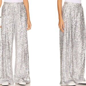 Essentiels Antwerp Silver Sequin-Embellished Wide Leg Pants